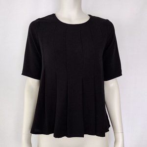 High Street Black Pleated Half Sleeve Blouse